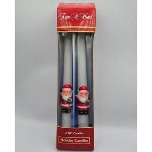 Vintage 90s Set of 2 10" Santa Claus Holiday Candles Christmas Decor w/ Box